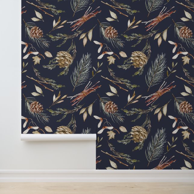 Papel Pintado Elegante Botánico de Invierno (Solicitud)