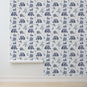 Papel Pintado Elegante Caballo Inglés Antiguo de Campo de Caza V