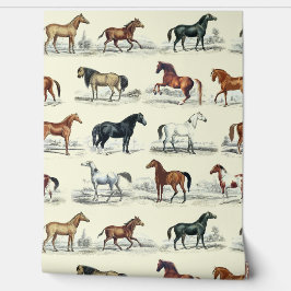 Papel Pintado Elegante caballo vintage en beige