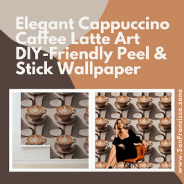 Papel Pintado Elegante Cappuccino Caffee Latte Art Peel y Stick