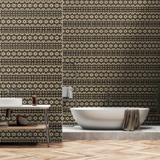 Papel Pintado Elegante con estampado negro y dorado