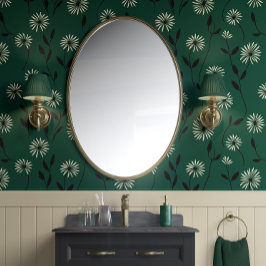 Papel Pintado Elegante Daisy Meadow Forest Green & Ivory - Moder