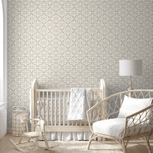 Papel Pintado Elegante Damasco Beige Delicado De Estilo Elegante