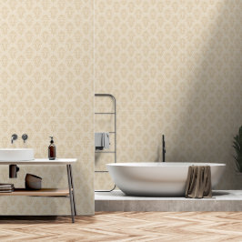Papel Pintado Elegante Damasco Beige Falso Lino