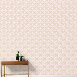Papel Pintado Elegante Damasco rosa Beige Delicado Vintage Suave