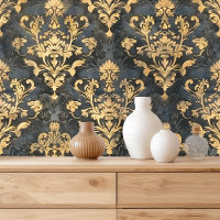 Elegante Damask Gold Y Negro
