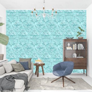 Papel Pintado Elegante Damask Turquoise Barroco