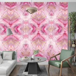 Papel Pintado Elegante decoración casera: hojas tropicales dorad