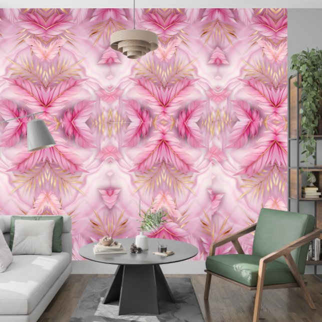 Papel Pintado Elegante decoración casera: hojas tropicales dorad (Subido por el creador)