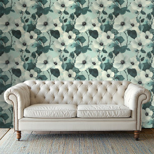 Papel Pintado Elegante diseño botánico verde e marfil