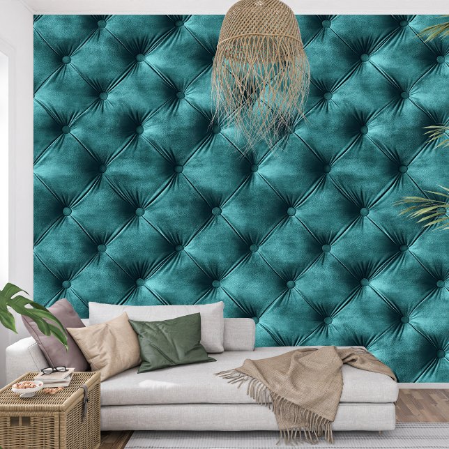 Papel Pintado Elegante Eéreo Serene terciopelo Turquesa (Elegant Ethereal Serene velvet Turquoise Wallpaper)