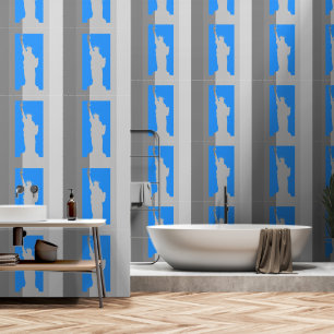 Papel Pintado Elegante estatua moderna de rayas grises de arte l