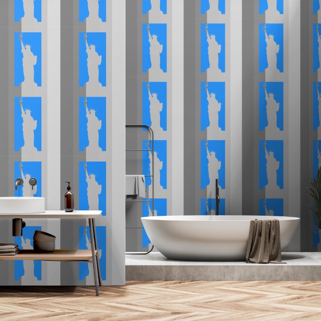 Papel Pintado Elegante estatua moderna de rayas grises de arte l (Baño)