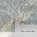 Papel Pintado Elegante estilo Art Deco Shell de huella de bloque<br><div class="desc">Eleva tu decoración interior con este elegante papel tapiz de estilo Art Deco con huella de reloj Peel & Stick. Este sofisticado diseño presenta un intrincado patrón de motivos de conchas superpuestos en suaves tonos azules, acentuados con delicadas líneas de oro falsas que le dan un toque de lujo. El...</div>