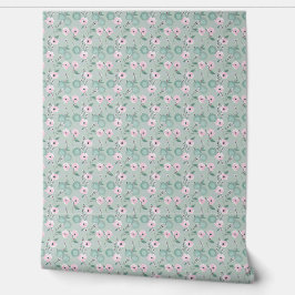 Papel Pintado Elegante estilo floral moderno rosa y verde
