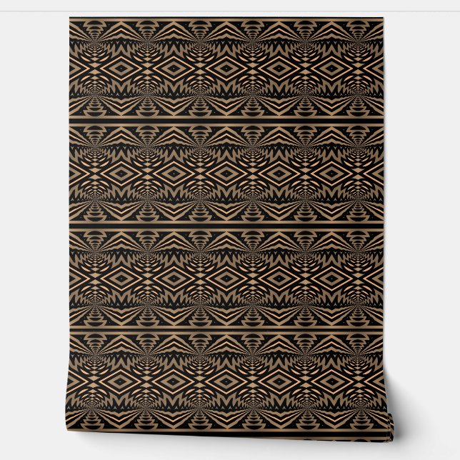 Papel Pintado Elegante estilo Retro Geométrico Deco Marrón (Desenrollar)