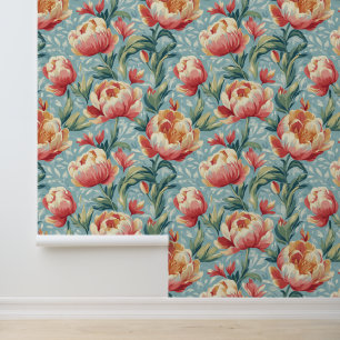 Papel Pintado Elegante estilo victoriano Floral Peonies Tulips
