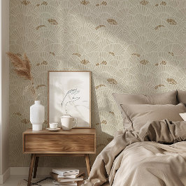 Papel Pintado Elegante exterior blanco y dorado Art Deco Océano