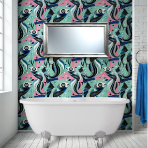 Papel Pintado Elegante Fantasía De Pescado