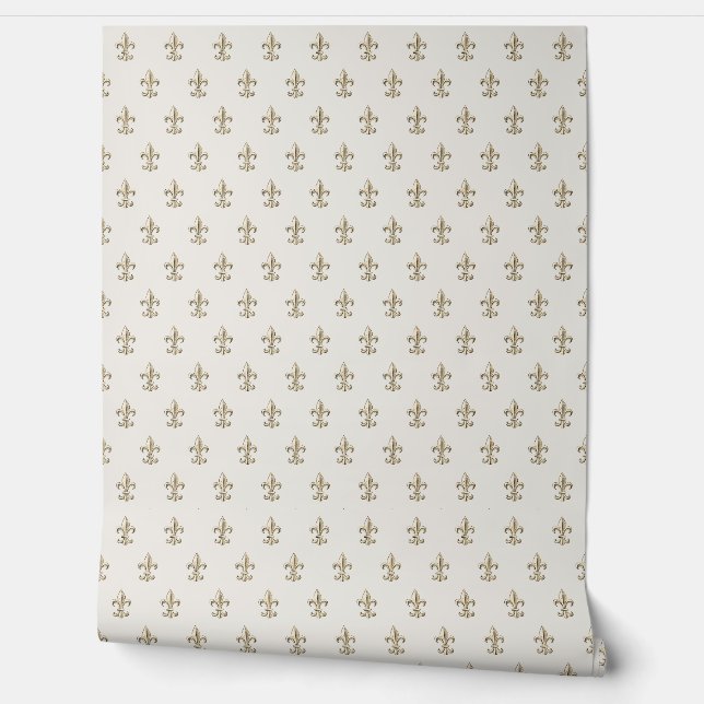 Papel Pintado Elegante Fleur de Lis French Gold (Desenrollar)