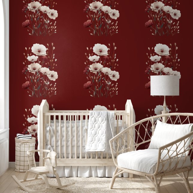 Papel Pintado Elegante flor de Borgoña (Niños)