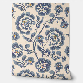 Papel Pintado Elegante Floral Azul y Dorado Peele y Pega
