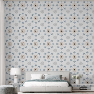 Papel Pintado Elegante Floral azul y terrestre