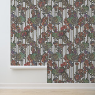 Papel Pintado Elegante Floral Estampado a Rayas Antiguo Francés