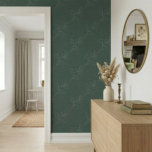 Papel Pintado Elegante Floral Moderno Lana Verde Oscuro