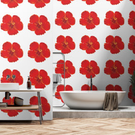 Papel Pintado Elegante Floral Rojo