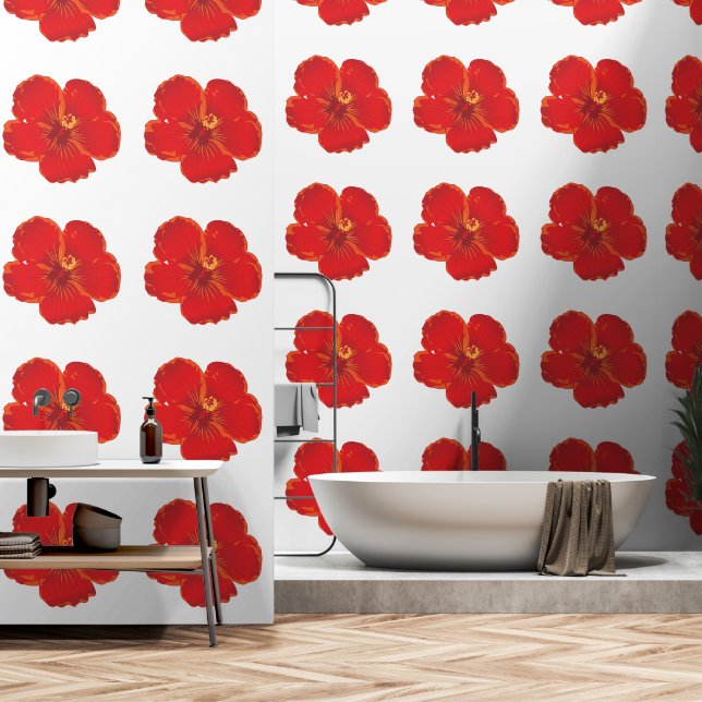 Papel Pintado Elegante Floral Rojo (Baño)