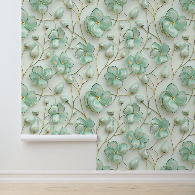 Papel Pintado Elegante Floral Verde (Solicitud)