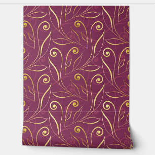 Papel Pintado Elegante Foliage Gold & Burgundy y con clase Swirl