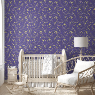 Papel Pintado Elegante Foliage & Swirls Moda Clásico Purple & Go