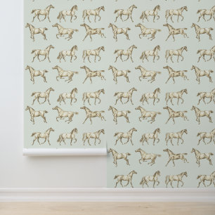 Papel Pintado Elegante galopante de vintage equinos toile de sab