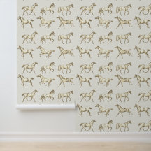 Elegante galope vintage Horses Beige Toile