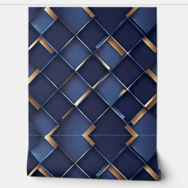 Papel Pintado Elegante geométrico azul y oro