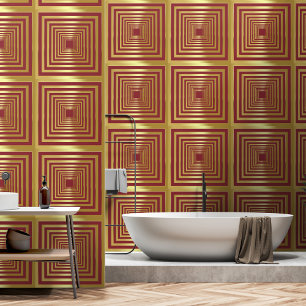 Papel Pintado Elegante glamuroso rosa rojo dorado efecto 3d cuad