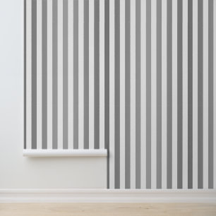 Papel Pintado Elegante Gris Plateado Rayado