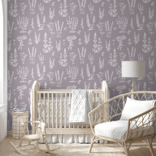 Papel Pintado Elegante Jardín de hierbas de época calmo Lavanda 