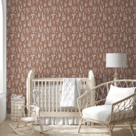 Papel Pintado Elegante Jardín de hierbas de época Mocha Brown