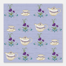 Papel Pintado Elegante juego de té de China con flores moradas