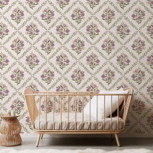 Papel Pintado Elegante lavanda de diamantes de flores silvestres