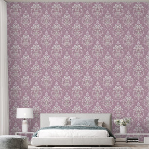 Papel Pintado Elegante malva de época y damasco de crema