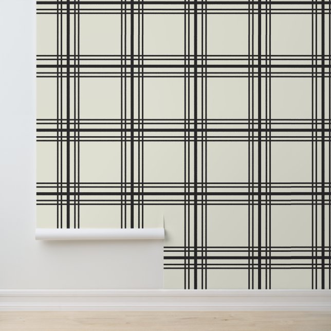 Papel Pintado Elegante marfil blanco con grilletes negro de carb (Solicitud)