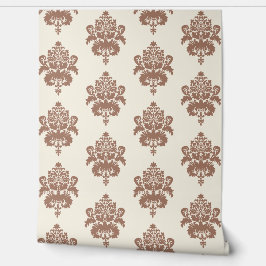 Papel Pintado Elegante Mocha Brown Marfil Damask
