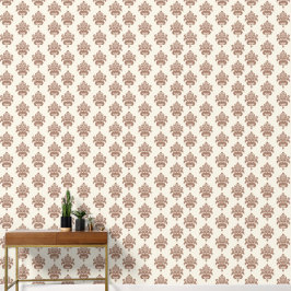 Papel Pintado Elegante Mocha Brown Marfil Damask