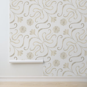 Papel Pintado Elegante Moda Pearly Floral Damask Pattern Light