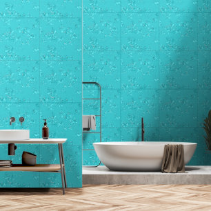 Papel Pintado Elegante Moderno Resumen Arte Medio Azul Turquesa