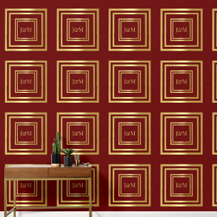 Papel Pintado Elegante nombre inicial de lujoso monograma rojo y